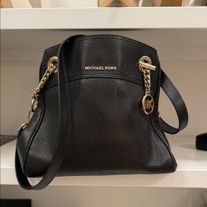 Michael Kors Black Shoulder Bag with Gold Accents